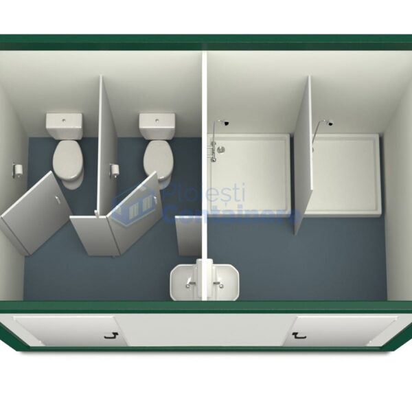 container sanitar ploiesti 4metri 2dusuri 2wc verde