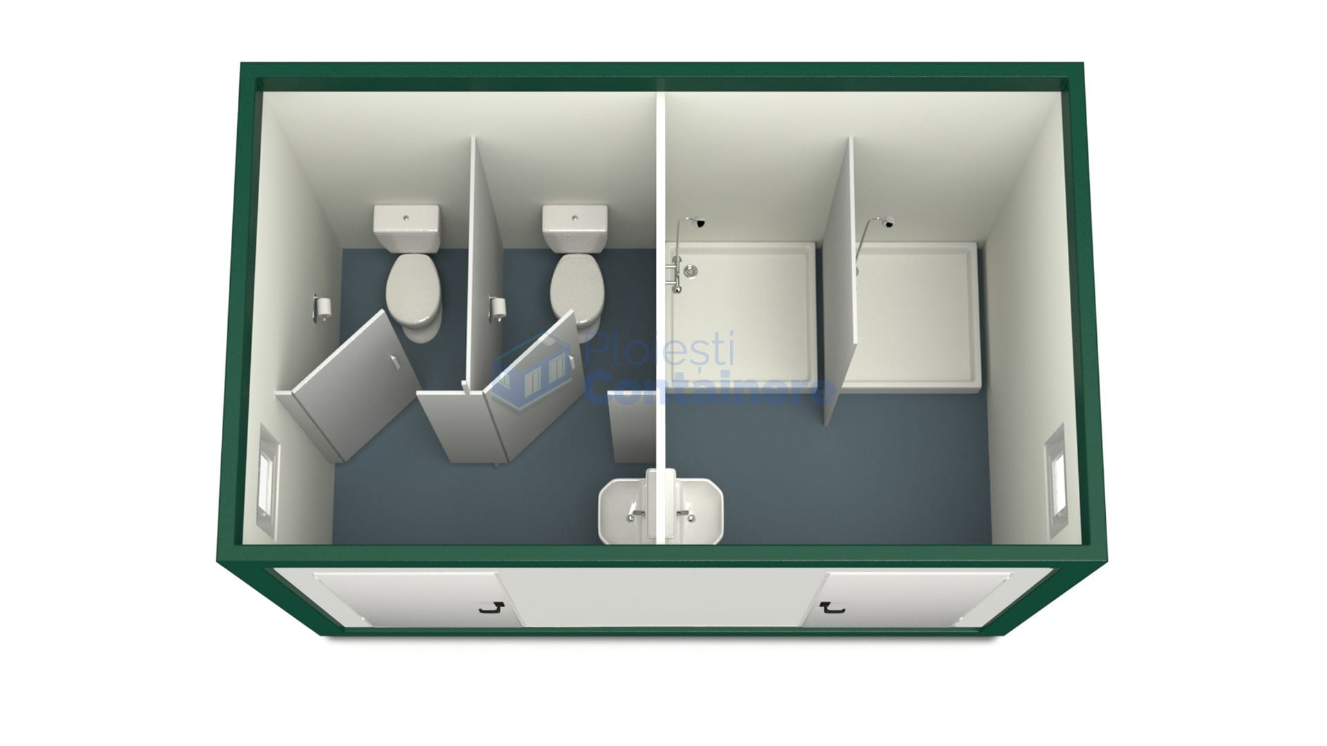 container sanitar ploiesti 4metri 2dusuri 2wc verde