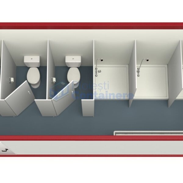 container sanitar ploiesti 6metri 3dusuri 3wc rosu